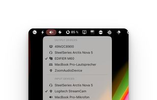 Also a menu bar let's you easily switch devices.