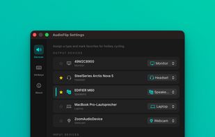 Easily mark your favorite devices you wanna cycle through. Optionally you also can set the device type.