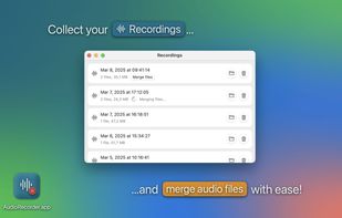 Collect your recordings and merge audio files with ease.