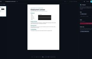 Black out personal data. The text under the marks is removed from the file.
