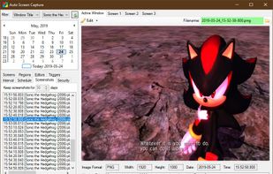 Main interface showing filter and calendar