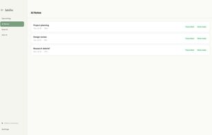 Browse organized meeting notes and summaries in one local workspace.