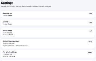settings view