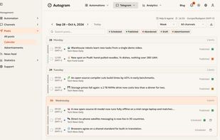 Post calendar with scheduled and published posts