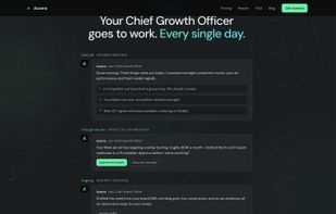 A daily Chief Growth Officer briefing: overnight competitor moves, ad performance, and drafted fixes you approve.