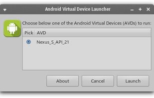 Menu to select desired AVD to execute