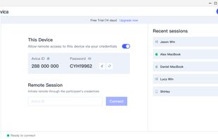 Control Panel of the software, getting access to remote device with just a click