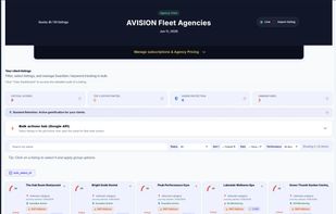 Agency Fleet Dashboard — manage client subscriptions, wholesale pricing, and a full portfolio overview from one screen.