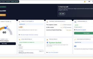 Local business dashboard — visibility score, Guardian Mode status, and keyword tracking in one view.