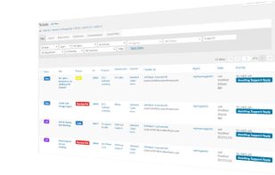 Filtered list of support tickets