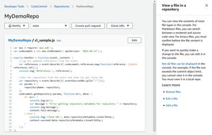 AWS CodeCommit screenshot 1