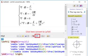 AxMath LaTeX conversion