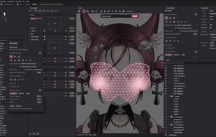 Mesh Edit: an automatic mesh over a cheek blush, with the Edit Mesh tools beside it.
Credit: Model art by マパ*MAPA (pixiv 99163365), used with permission.