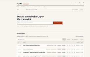 Dashboard: paste a YouTube link and watch it become a transcript