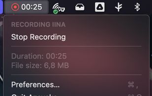 Azayaka recording IINA (menu UI)
