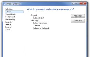 Options - actions tab