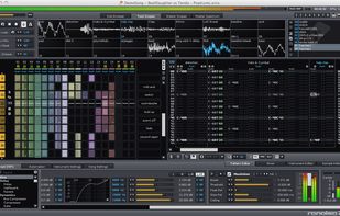 A song playing in Renoise 2.6 with the Matrix and Pattern displayed