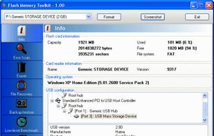 Flash Memory Toolkit screenshot 1