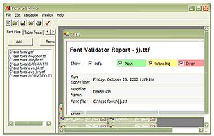 Microsoft Font Validator screenshot 1