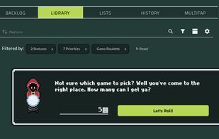Backlog roulette helps decide which game to play next.