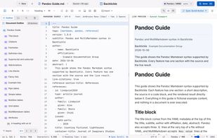 Split editor and preview view (light mode)