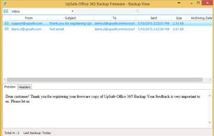 UpSafe Office365 backup screenshot 3