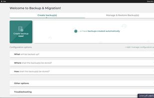 Backup Migration plugin - Home screen