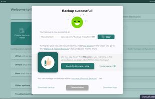 Backup Migration plugin - Backup success