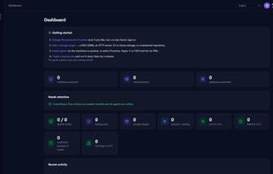 Dashboard of a new console with the getting-started steps