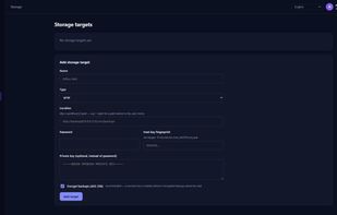 Adding an encrypted SFTP storage target