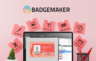 Design your own badge with Badgemaker Design. Add a logo, shapes, images, photo or signature placeholder, QR-code, barcode, Magstripe, static & dynamic text to your card design.