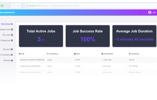 The main dashboard, an overview of your backup jobs.