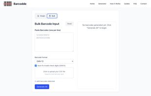 Bulk Barcode Generator Interface