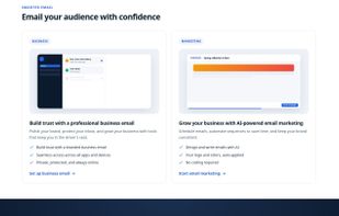 Professional mailboxes on your own domain, plus AI-powered email marketing.