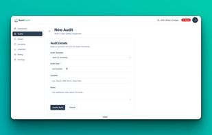 Start a new safety inspection in seconds - select a template, set the location, and begin your audit. Works offline for remote field sites.