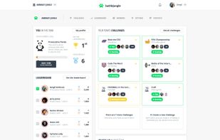 Available challenges and leaderboard.