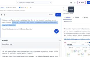 Post editor with built-in AI writing actions