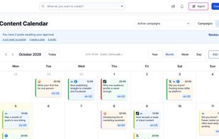 Content calendar with posts scheduled across channels