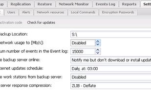 Backup Server settings