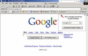 Google Toolbar screenshot 1