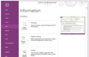 MS Office-style UI. Backstage view