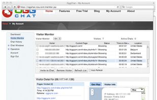 Live visitor monitoring with proactive chat.
