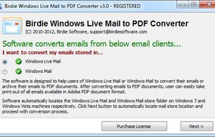 Birdie Windows Live Mail to PDF Converter screenshot 1