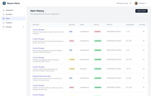 Alert History - A view of alerts which admins have sent to users