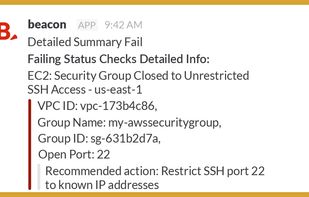 Beacon (AWS Cloud Security on Slack) screenshot 1