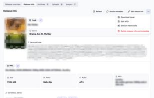 Extracted metadata of a release