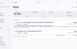 Start page that shows running operations like uploads