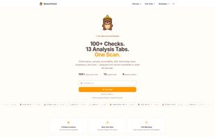BeaverCheck homepage with URL input field and location picker