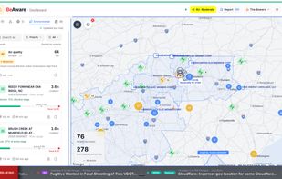 The live alert map: power outages, flooded rivers, air quality and severe weather near your address, on one screen.