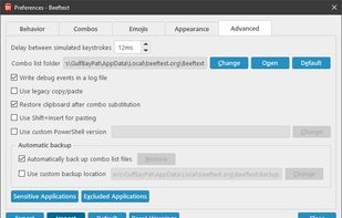 Beeftext screenshot 1